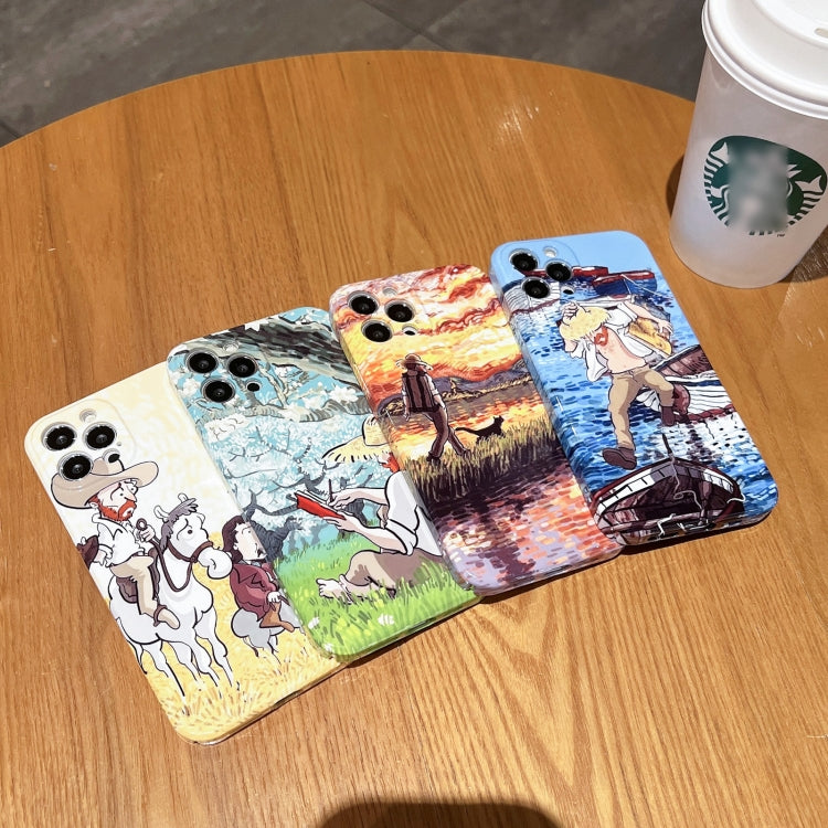 Oil Painting Pattern Glossy PC Phone Case, For iPhone X / XS, For iPhone XR, For iPhone XS Max, For iPhone 8 Plus / 7 Plus