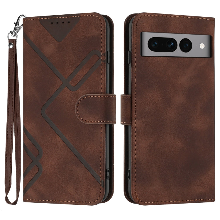 Line Pattern Skin Feel Leather Phone Case, For Google Pixel 10a, For Google Pixel 10 Pro XL, For Google Pixel 10 / Pixel 10 Pro, For Google Pixel 9a, For Google Pixel 9 Pro, For Google Pixel 9, For Google Pixel 8a, For Google Pixel 7 Pro 5G