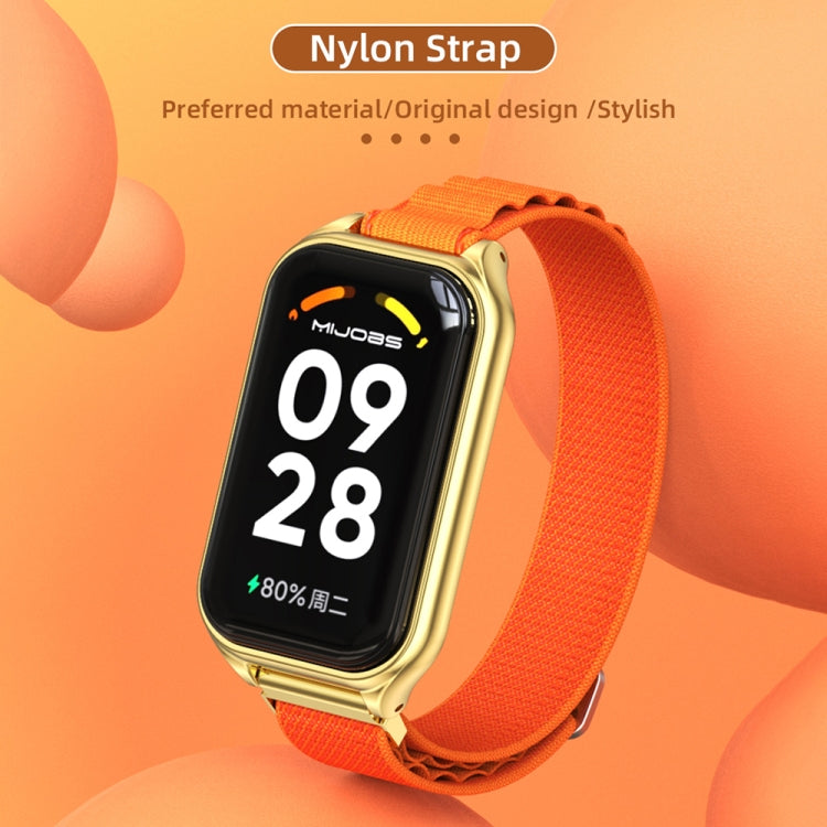 Mijobs Metal Shell Nylon Breathable Watch Band, For Xiaomi Smart Band 8 Active / Redmi Band 2
