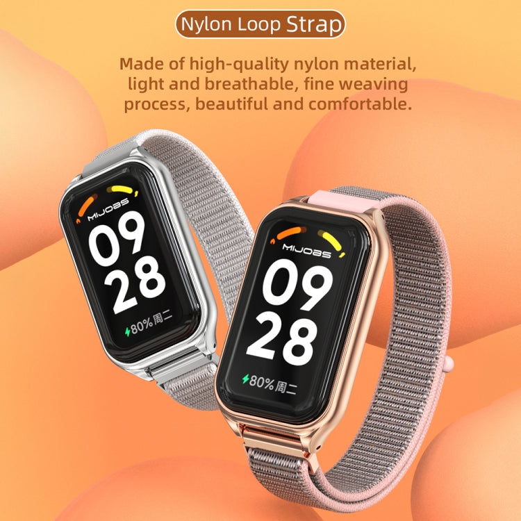 Mijobs Metal Shell Nylon Breathable Watch Band, For Xiaomi Smart Band 8 Active / Redmi Band 2