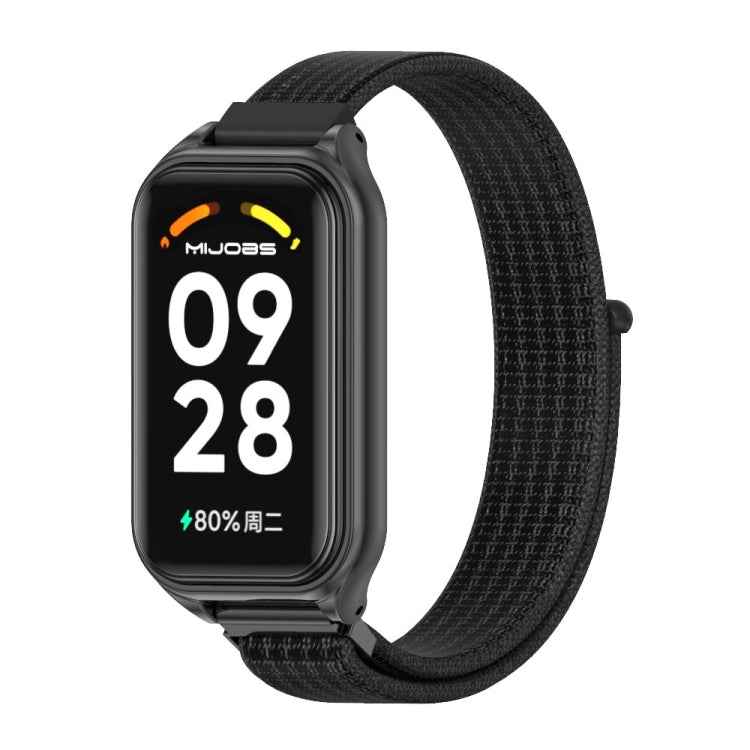 Mijobs Metal Shell Breathable Nylon Loop Watch Band, For Xiaomi Smart Band 8 Active / Redmi Band 2