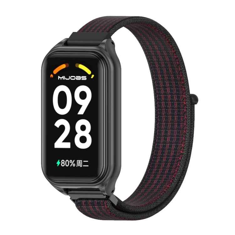 Mijobs Metal Shell Breathable Nylon Loop Watch Band, For Xiaomi Smart Band 8 Active / Redmi Band 2