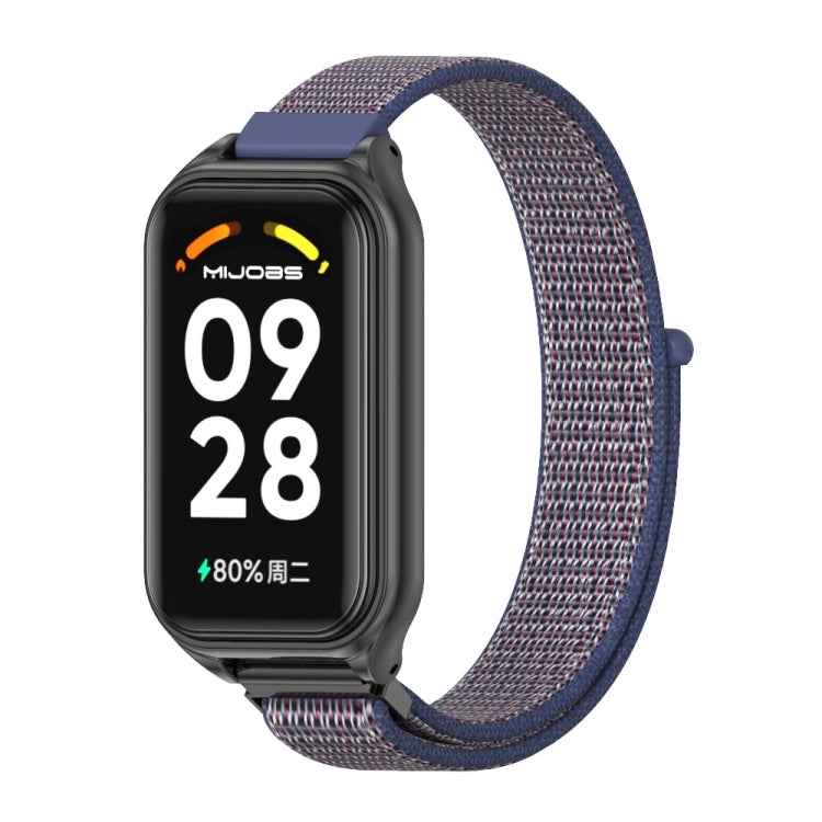 Mijobs Metal Shell Breathable Nylon Loop Watch Band, For Xiaomi Smart Band 8 Active / Redmi Band 2