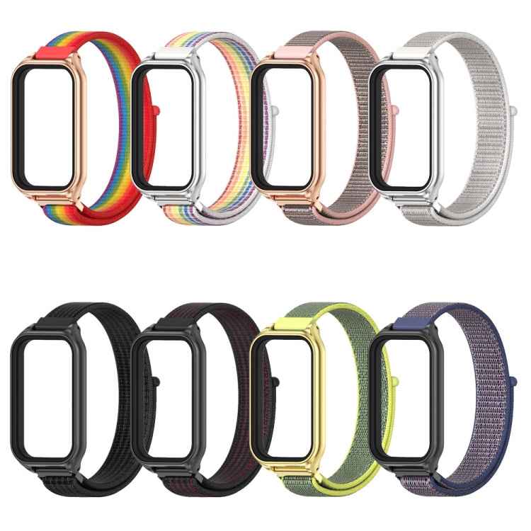 Mijobs Metal Shell Breathable Nylon Loop Watch Band, For Xiaomi Smart Band 8 Active / Redmi Band 2