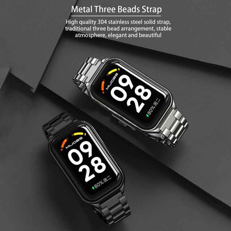 Mijobs Metal Shell + Three-Bead Stainless Steel Watch Band