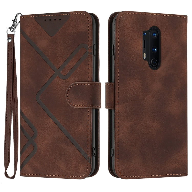 Line Pattern Skin Feel Leather Phone Case, For OnePlus 9 Pro, For OnePlus 9, For OnePlus 8 Pro