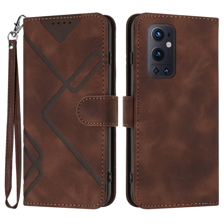 Line Pattern Skin Feel Leather Phone Case, For OnePlus Nord 2 5G, For OnePlus 9 Pro, For OnePlus 9, For OnePlus 8 Pro
