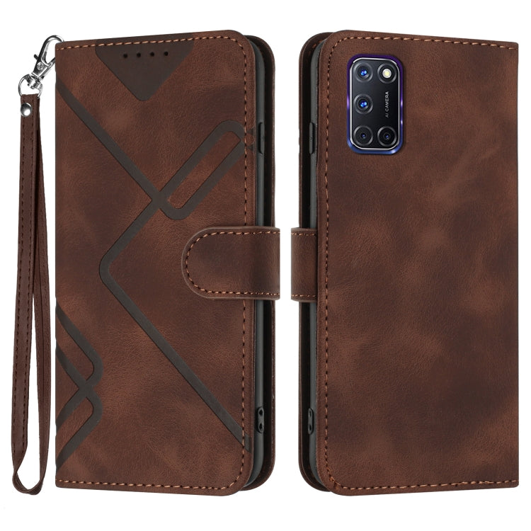 Line Pattern Skin Feel Leather Phone Case, For OPPO A74 5G/A93 5G/A54 5G, For OPPO Reno5 4G / 5G / Find X3 Lite, For OPPO A15 / A15s, For OPPO A53s / A32 / A53, For OPPO A52 / A72 / A92, For OPPO A9 2020/A5 2020