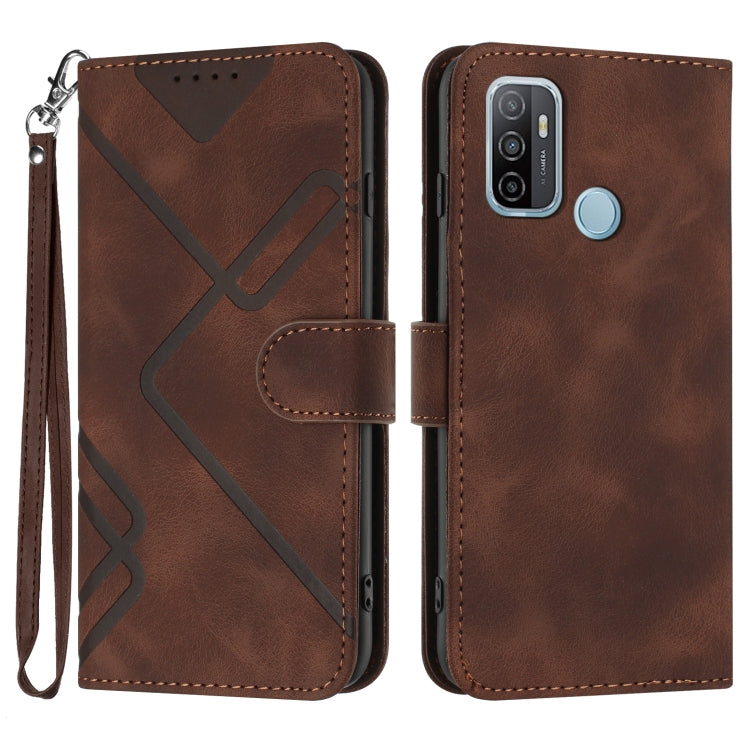 Line Pattern Skin Feel Leather Phone Case, For OPPO A74 5G/A93 5G/A54 5G, For OPPO Reno5 4G / 5G / Find X3 Lite, For OPPO A15 / A15s, For OPPO A53s / A32 / A53, For OPPO A52 / A72 / A92, For OPPO A9 2020/A5 2020
