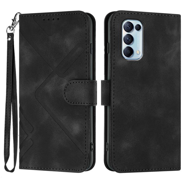 Line Pattern Skin Feel Leather Phone Case, For OPPO A74 5G/A93 5G/A54 5G, For OPPO Reno5 4G / 5G / Find X3 Lite, For OPPO A15 / A15s, For OPPO A53s / A32 / A53, For OPPO A52 / A72 / A92, For OPPO A9 2020/A5 2020