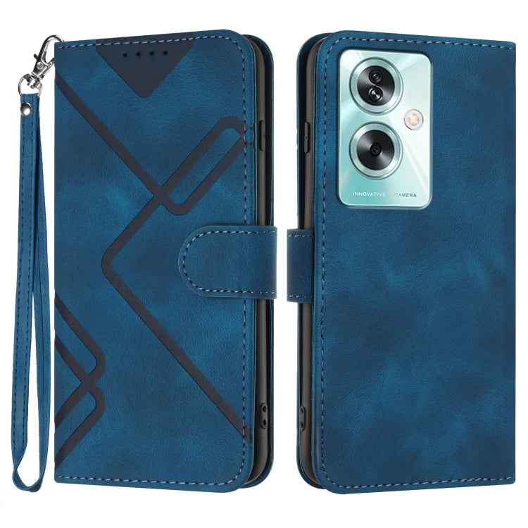 Line Pattern Skin Feel Leather Phone Case, For OPPO A79 5G