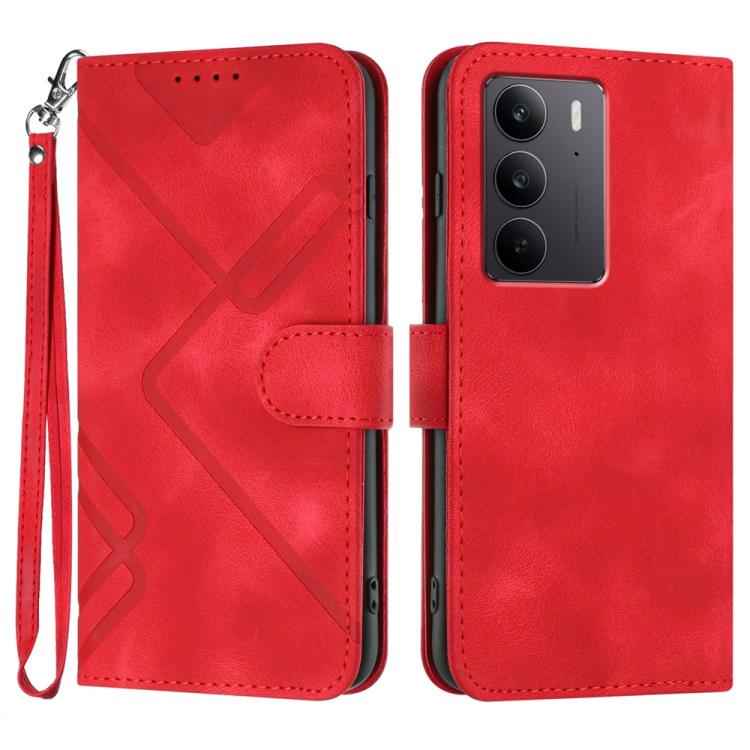 Line Pattern Skin Feel Leather Phone Case, For Realme P3 Ultra 5G, For Realme P3 Pro, For Realme 14 Pro+, For Realme 14 Pro, For Realme 14x Global, For Realme C75 Global, For Realme GT7 Pro, For Realme 13 Pro / 13 Pro+ Global