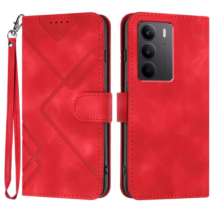 Line Pattern Skin Feel Leather Phone Case, For Realme GT 7 India, For Realme 14 / P3 5G Global, For Realme P3 Ultra 5G, For Realme P3 Pro, For Realme 14 Pro+, For Realme 14 Pro, For Realme 14x Global, For Realme C75 Global