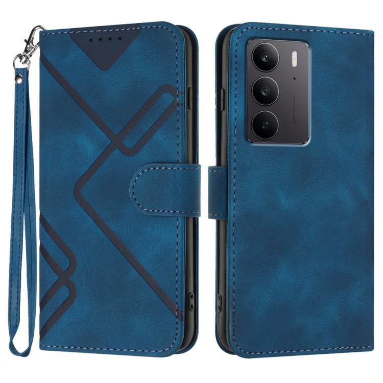 Line Pattern Skin Feel Leather Phone Case, For Realme GT 7 India, For Realme 14 / P3 5G Global, For Realme P3 Ultra 5G, For Realme P3 Pro, For Realme 14 Pro+, For Realme 14 Pro, For Realme 14x Global, For Realme C75 Global