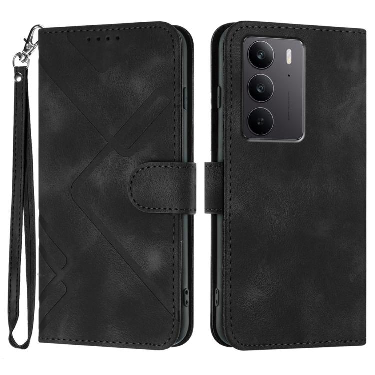 Line Pattern Skin Feel Leather Phone Case, For Realme GT 7 India, For Realme 14 / P3 5G Global, For Realme P3 Ultra 5G, For Realme P3 Pro, For Realme 14 Pro+, For Realme 14 Pro, For Realme 14x Global, For Realme C75 Global