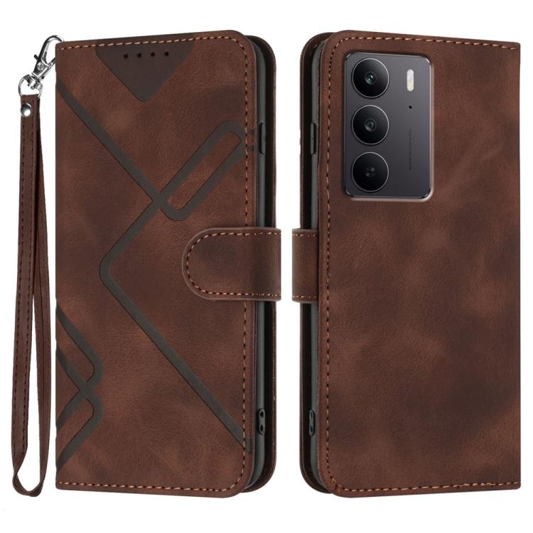 Line Pattern Skin Feel Leather Phone Case, For Realme GT 7 India, For Realme 14 / P3 5G Global, For Realme P3 Ultra 5G, For Realme P3 Pro, For Realme 14 Pro+, For Realme 14 Pro, For Realme 14x Global, For Realme C75 Global