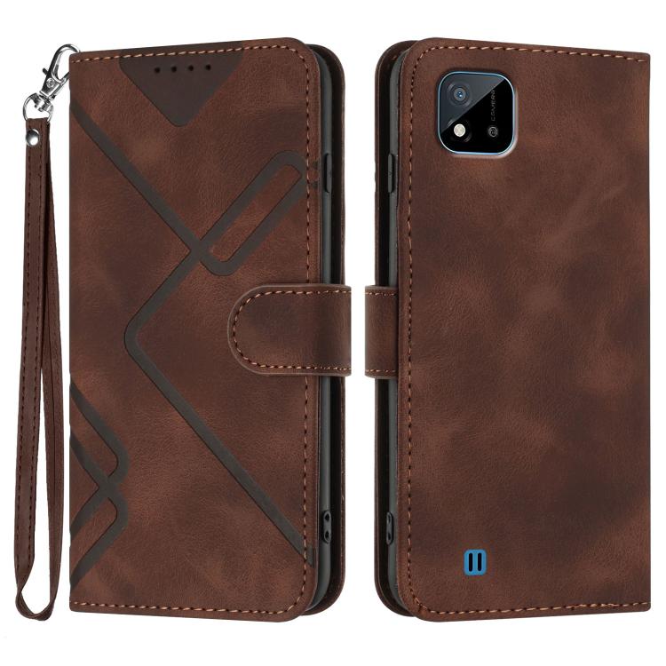Line Pattern Skin Feel Leather Phone Case, For Realme 10 4G, For Realme V23, For Realme 9 Pro+, For Realme C20 / C11 2021 / C21, For Realme Narzo 30A/C25/C25s, For Realme 8 4G / 8 Pro, For Realme GT 5G / GT Neo, For Realme C15/C12/Narzo 20/7i Global