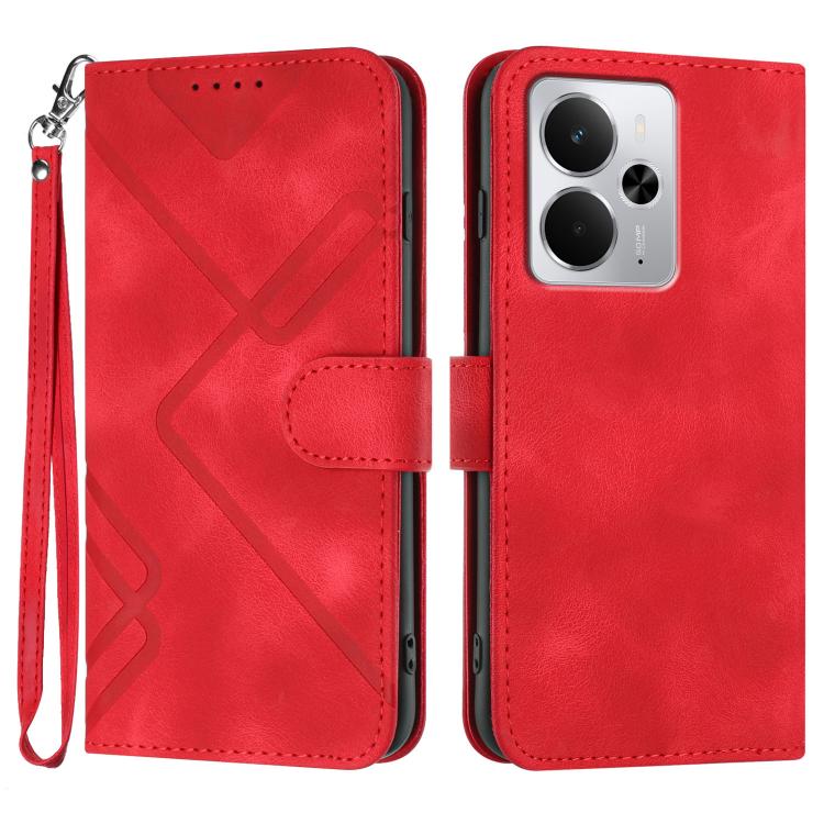 Line Pattern Skin Feel Leather Phone Case, For Realme GT 7 India, For Realme 14 / P3 5G Global, For Realme P3 Ultra 5G, For Realme P3 Pro, For Realme 14 Pro+, For Realme 14 Pro, For Realme 14x Global, For Realme C75 Global