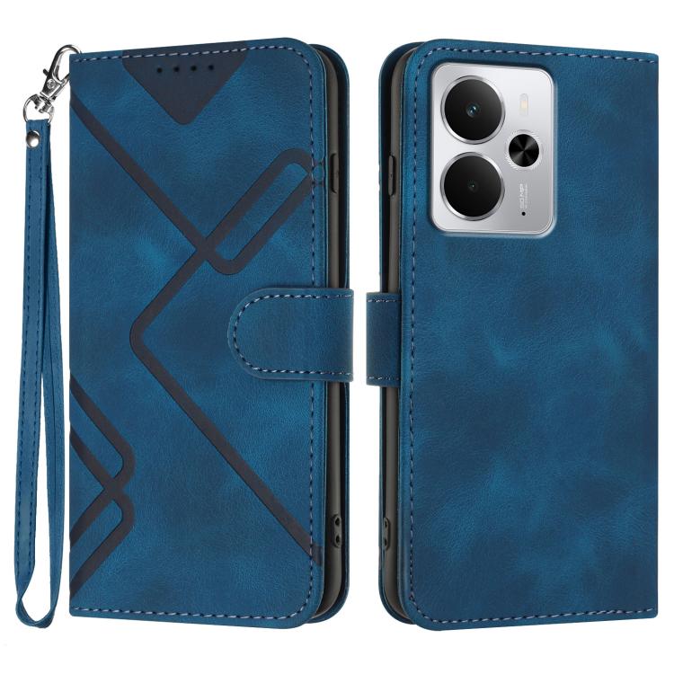 Line Pattern Skin Feel Leather Phone Case, For Realme GT 7 India, For Realme 14 / P3 5G Global, For Realme P3 Ultra 5G, For Realme P3 Pro, For Realme 14 Pro+, For Realme 14 Pro, For Realme 14x Global, For Realme C75 Global