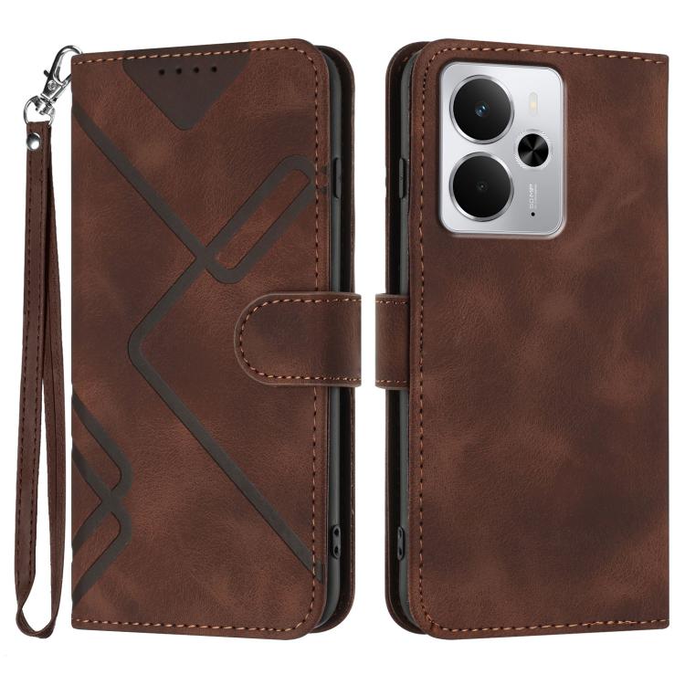 Line Pattern Skin Feel Leather Phone Case, For Realme GT 7 India, For Realme 14 / P3 5G Global, For Realme P3 Ultra 5G, For Realme P3 Pro, For Realme 14 Pro+, For Realme 14 Pro, For Realme 14x Global, For Realme C75 Global