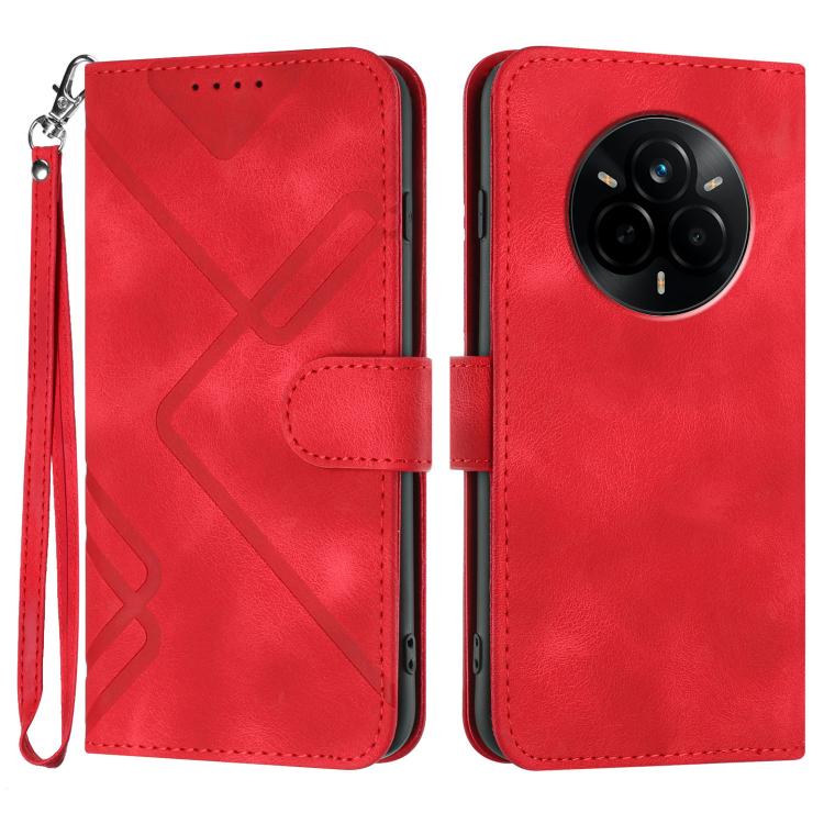 Line Pattern Skin Feel Leather Phone Case, For Realme GT 7 India, For Realme 14 / P3 5G Global, For Realme P3 Ultra 5G, For Realme P3 Pro, For Realme 14 Pro+, For Realme 14 Pro, For Realme 14x Global, For Realme C75 Global