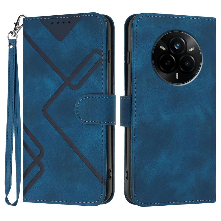 Line Pattern Skin Feel Leather Phone Case, For Realme GT 7 India, For Realme 14 / P3 5G Global, For Realme P3 Ultra 5G, For Realme P3 Pro, For Realme 14 Pro+, For Realme 14 Pro, For Realme 14x Global, For Realme C75 Global