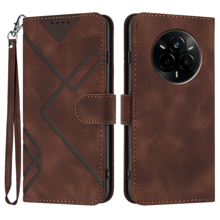 Line Pattern Skin Feel Leather Phone Case, For Realme GT 7 India, For Realme 14 / P3 5G Global, For Realme P3 Ultra 5G, For Realme P3 Pro, For Realme 14 Pro+, For Realme 14 Pro, For Realme 14x Global, For Realme C75 Global
