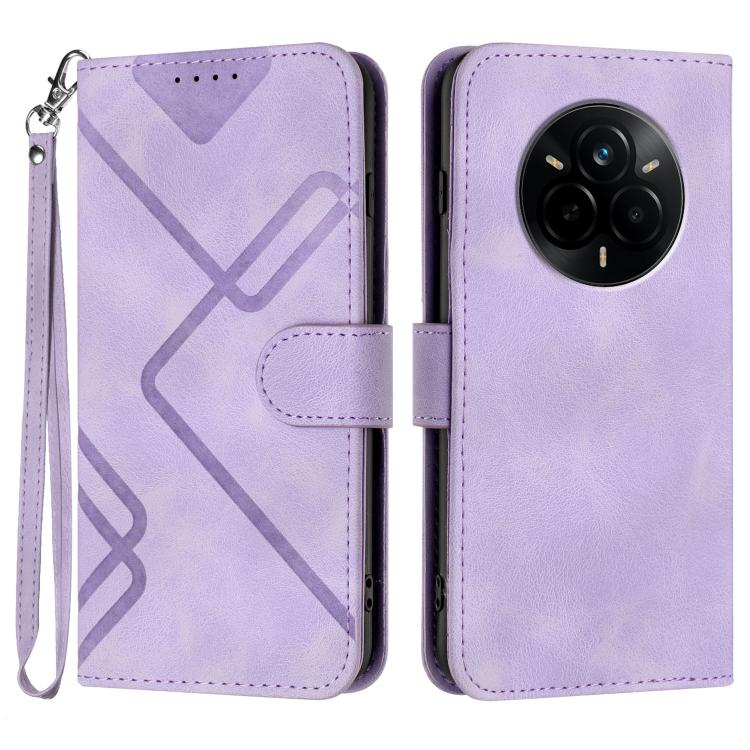 Line Pattern Skin Feel Leather Phone Case, For Realme GT 7 India, For Realme 14 / P3 5G Global, For Realme P3 Ultra 5G, For Realme P3 Pro, For Realme 14 Pro+, For Realme 14 Pro, For Realme 14x Global, For Realme C75 Global