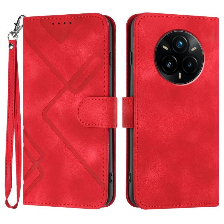 Line Pattern Skin Feel Leather Phone Case, For Realme GT 7 India, For Realme 14 / P3 5G Global, For Realme P3 Ultra 5G, For Realme P3 Pro, For Realme 14 Pro+, For Realme 14 Pro, For Realme 14x Global, For Realme C75 Global