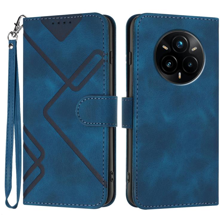 Line Pattern Skin Feel Leather Phone Case, For Realme GT 7 India, For Realme 14 / P3 5G Global, For Realme P3 Ultra 5G, For Realme P3 Pro, For Realme 14 Pro+, For Realme 14 Pro, For Realme 14x Global, For Realme C75 Global