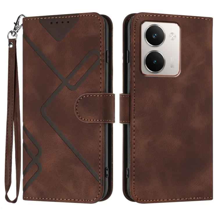 Line Pattern Skin Feel Leather Phone Case, For Realme P3 Ultra 5G, For Realme P3 Pro, For Realme 14 Pro+, For Realme 14 Pro, For Realme 14x Global, For Realme C75 Global, For Realme GT7 Pro, For Realme 13 Pro / 13 Pro+ Global