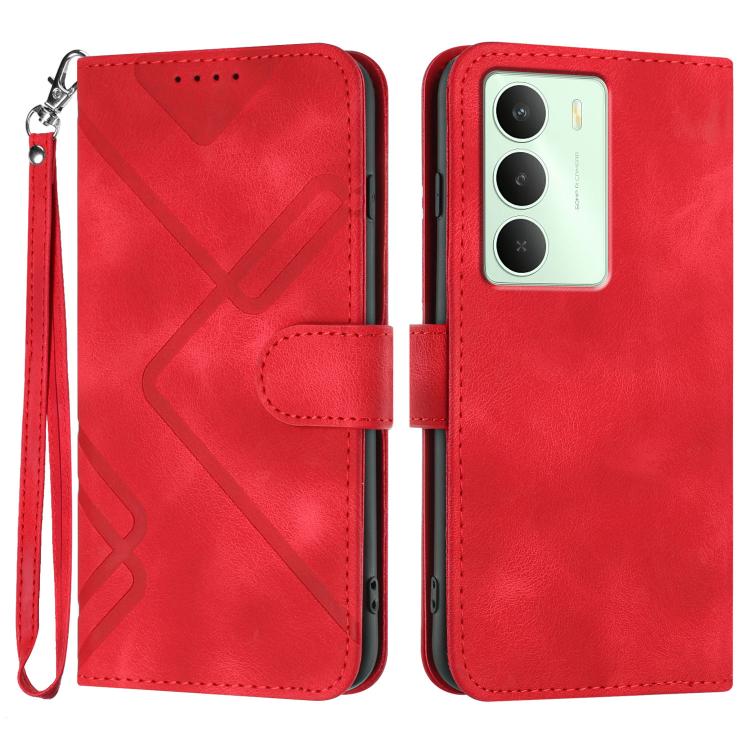 Line Pattern Skin Feel Leather Phone Case, For Realme GT 7 India, For Realme 14 / P3 5G Global, For Realme P3 Ultra 5G, For Realme P3 Pro, For Realme 14 Pro+, For Realme 14 Pro, For Realme 14x Global, For Realme C75 Global