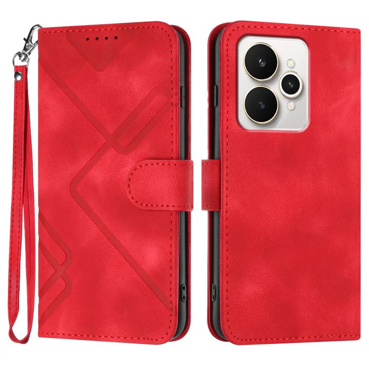 Line Pattern Skin Feel Leather Phone Case, For Realme 16T 5G, For Realme C100 4G, For Realme 15x 5G India / Realme C85 5G, For Realme P4 Pro 5G, For Realme P4 5G, For Realme 15T 5G, For Realme C71 India, For Realme 15 5G / Realme 15 Pro 5G