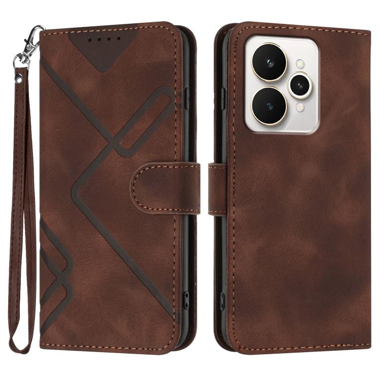 Line Pattern Skin Feel Leather Phone Case, For Realme 16T 5G, For Realme C100 4G, For Realme 15x 5G India / Realme C85 5G, For Realme P4 Pro 5G, For Realme P4 5G, For Realme 15T 5G, For Realme C71 India, For Realme 15 5G / Realme 15 Pro 5G