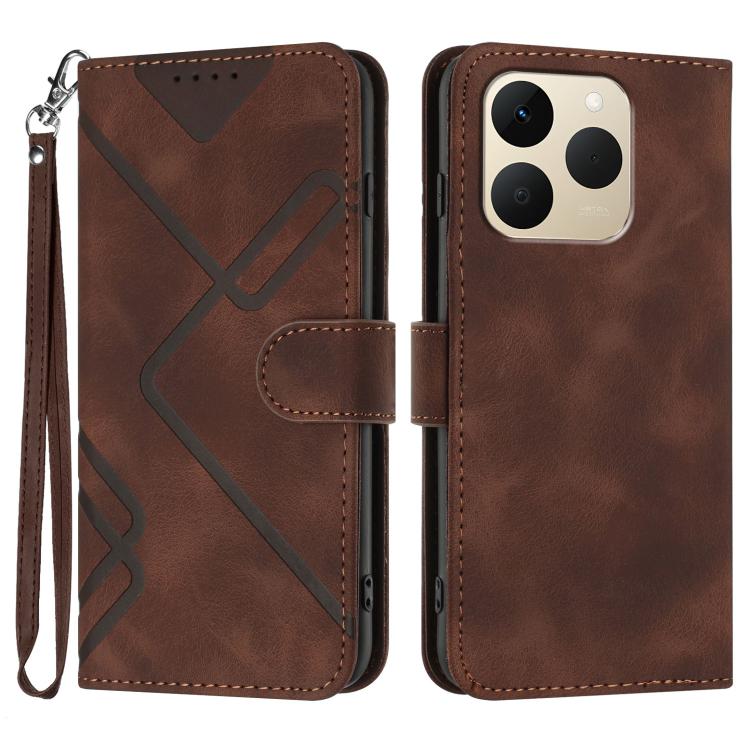 Line Pattern Skin Feel Leather Phone Case, For Realme 16T 5G, For Realme C100 4G, For Realme 15x 5G India / Realme C85 5G, For Realme P4 Pro 5G, For Realme P4 5G, For Realme 15T 5G, For Realme C71 India, For Realme 15 5G / Realme 15 Pro 5G