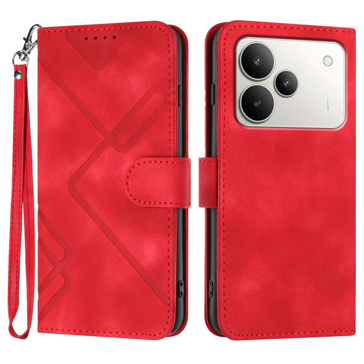 Line Pattern Skin Feel Leather Phone Case, For Realme 16T 5G, For Realme C100 4G, For Realme 15x 5G India / Realme C85 5G, For Realme P4 Pro 5G, For Realme P4 5G, For Realme 15T 5G, For Realme C71 India, For Realme 15 5G / Realme 15 Pro 5G
