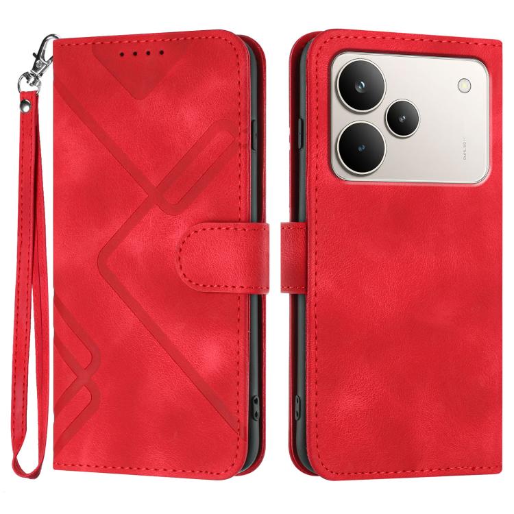 Line Pattern Skin Feel Leather Phone Case, For Realme 16T 5G, For Realme C100 4G, For Realme 15x 5G India / Realme C85 5G, For Realme P4 Pro 5G, For Realme P4 5G, For Realme 15T 5G, For Realme C71 India, For Realme 15 5G / Realme 15 Pro 5G