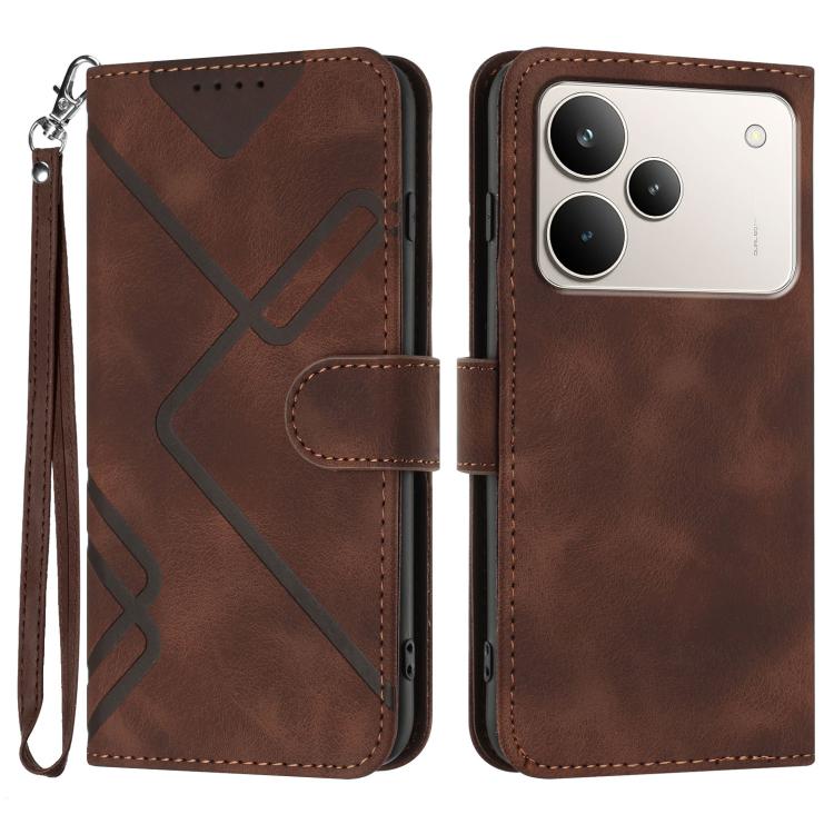 Line Pattern Skin Feel Leather Phone Case, For Realme 16T 5G, For Realme C100 4G, For Realme 15x 5G India / Realme C85 5G, For Realme P4 Pro 5G, For Realme P4 5G, For Realme 15T 5G, For Realme C71 India, For Realme 15 5G / Realme 15 Pro 5G