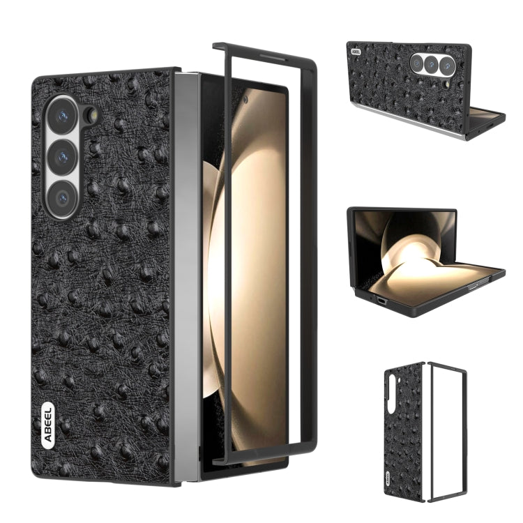 ABEEL Genuine Leather Ostrich Texture Phone Case, For Samsung Galaxy Z Flip6 / Flip7 FE, For Samsung Galaxy Z Fold6, For Samsung Galaxy Z Fold5, For Samsung Galaxy Z Flip5