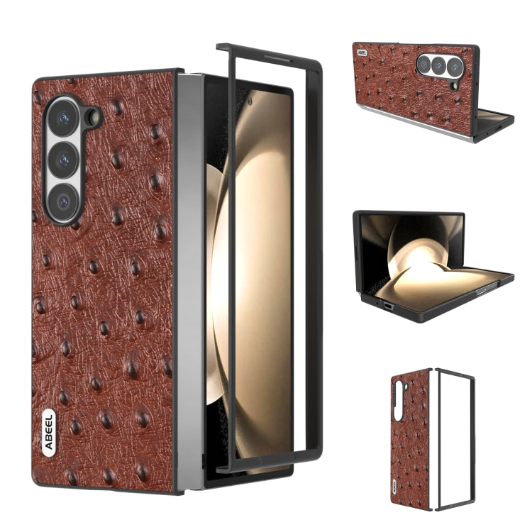 ABEEL Genuine Leather Ostrich Texture Phone Case, For Samsung Galaxy Z Flip6 / Flip7 FE, For Samsung Galaxy Z Fold6, For Samsung Galaxy Z Fold5, For Samsung Galaxy Z Flip5