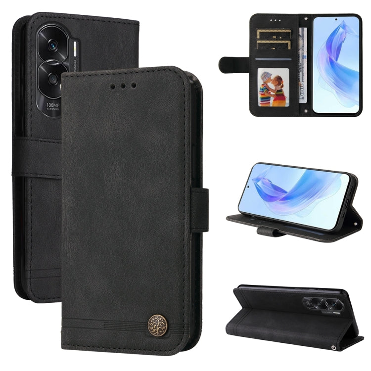 Skin Feel Life Tree Metal Button Leather Phone Case, For Honor Play 50 Plus, For Honor X6a, For Honor X50i 5G