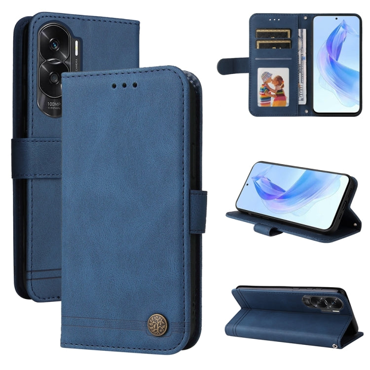 Skin Feel Life Tree Metal Button Leather Phone Case, For Honor Play 50 Plus, For Honor X6a, For Honor X50i 5G