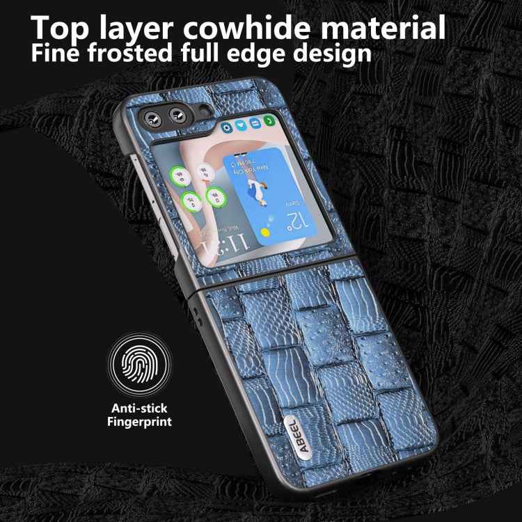 ABEEL Genuine Leather Mahjong Texture Series Phone Case, For Samsung Galaxy Z Flip5, For Samsung Galaxy Z Fold5