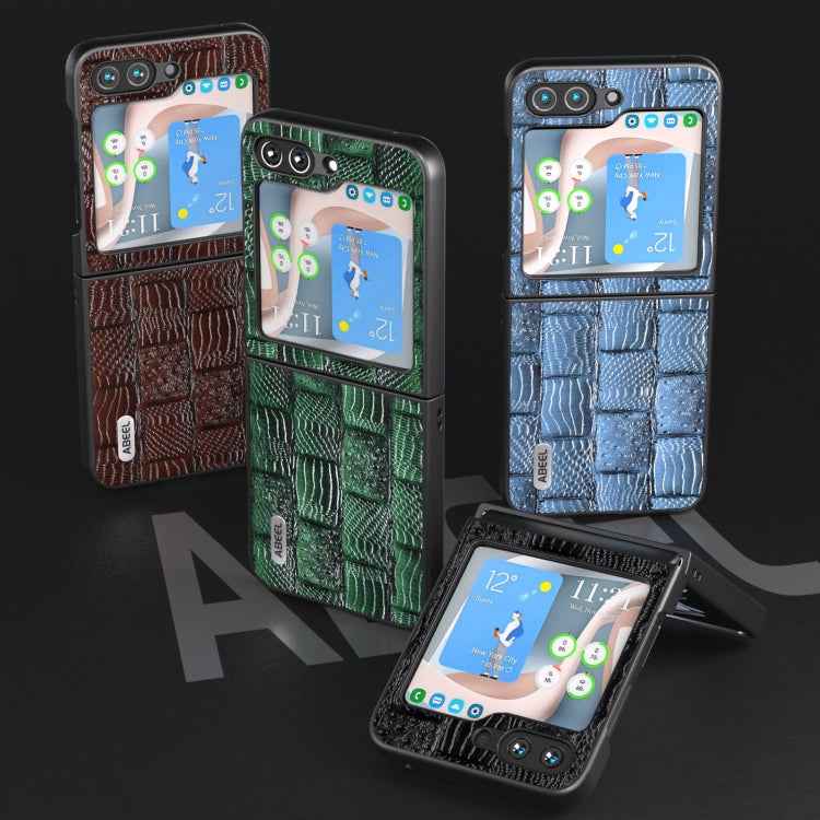 ABEEL Genuine Leather Mahjong Texture Series Phone Case, For Samsung Galaxy Z Flip5, For Samsung Galaxy Z Fold5