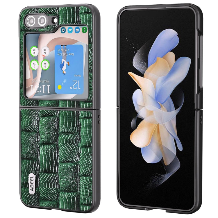 ABEEL Genuine Leather Mahjong Texture Series Phone Case, For Samsung Galaxy Z Flip5, For Samsung Galaxy Z Fold5