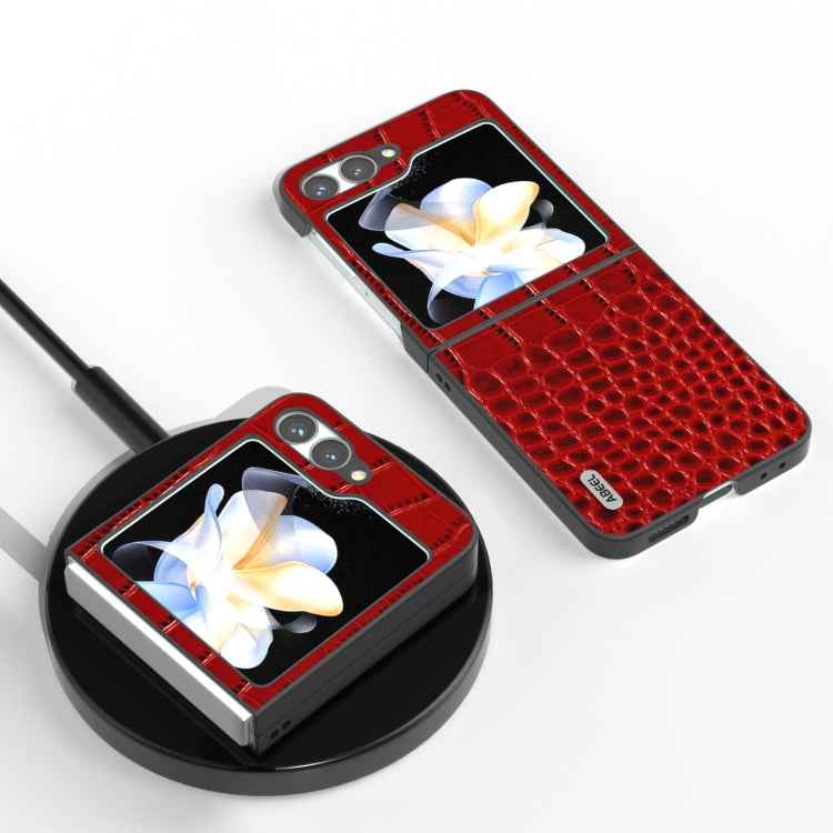 ABEEL Genuine Leather Crocodile Pattern Black Edge Phone Case