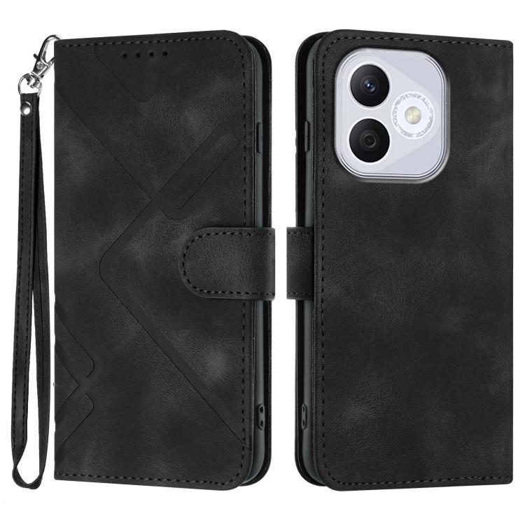 Line Pattern Skin Feel Leather Phone Case