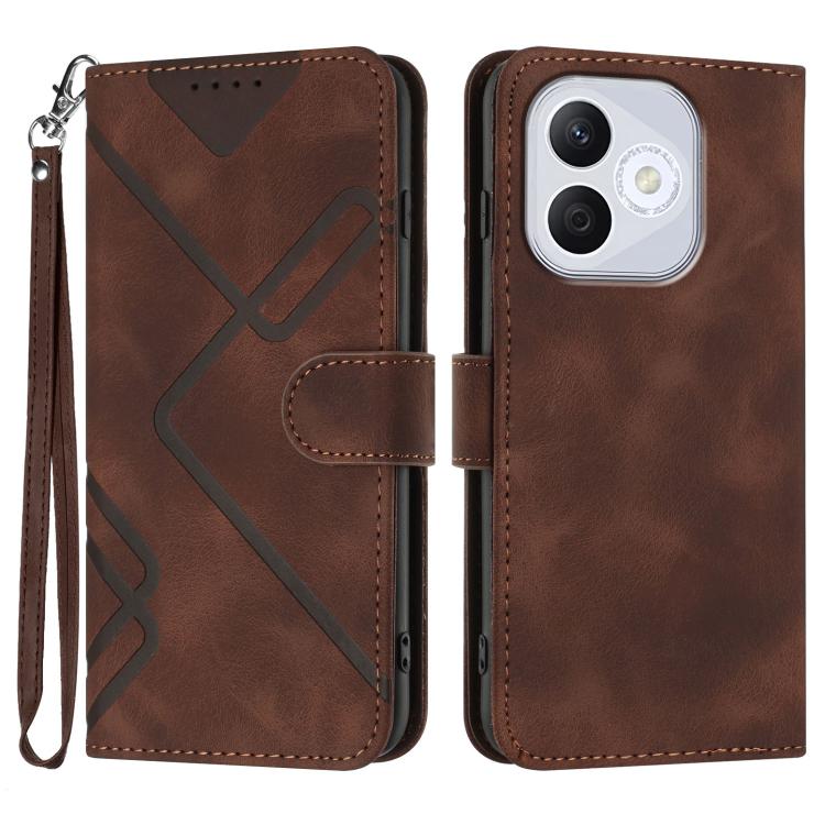 Line Pattern Skin Feel Leather Phone Case