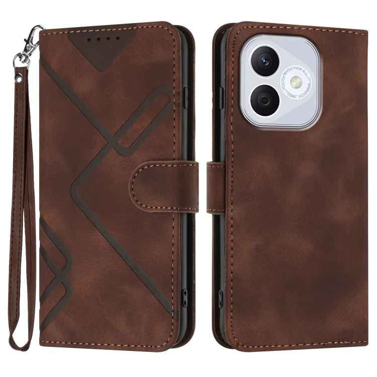 Line Pattern Skin Feel Leather Phone Case