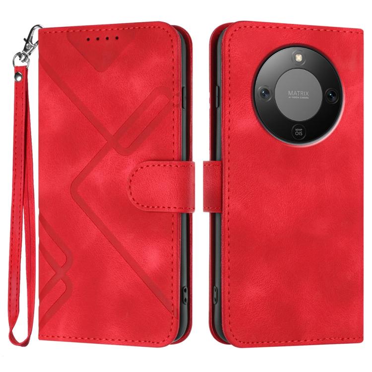 Line Pattern Skin Feel Leather Phone Case